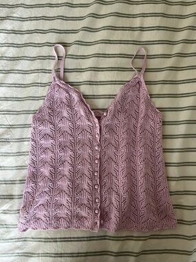 Aerie Lilac Knit Button-Front Cami Top
